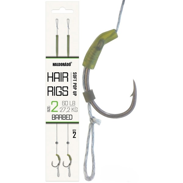 Haldorado Hair Rigs, Size 2 Barbed Hooks, Soft Pop Up,