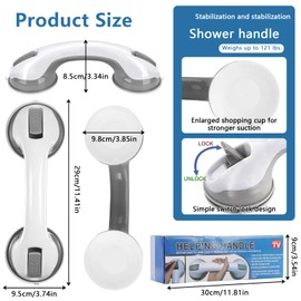 PIWOSGOL Pack of 2 Grab Bars for Seniors, Shower Handle, No Drilling, Mobile Grab Handle, Shower Handle with Suction Cup for Shower, Bathtub, Toilet, Bathroom, Grab Rail Shower Children Seniors (29.5