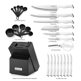 McCook Knife Set, White High Carbon Stainless Steel Kitchen Knife Sets with with Built-in Sharpener