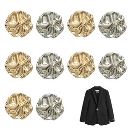Pack of 10 Metal Buttons, Irregular Buttons, Gold, Fashionable Trench Coat Buttons, Golden Buttons for Sewing, Clothing Accessories, Creative Decorative Alloy Button for Coats, Women's Jumper, Leg Cut