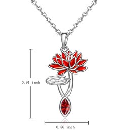 Birth Flower Necklace July Birthstone Water Lily Necklace Lotus Flower Necklaces for Women Sterling Silver Lotus Pendant Jewelry Mom Christmas Birthday Gifts