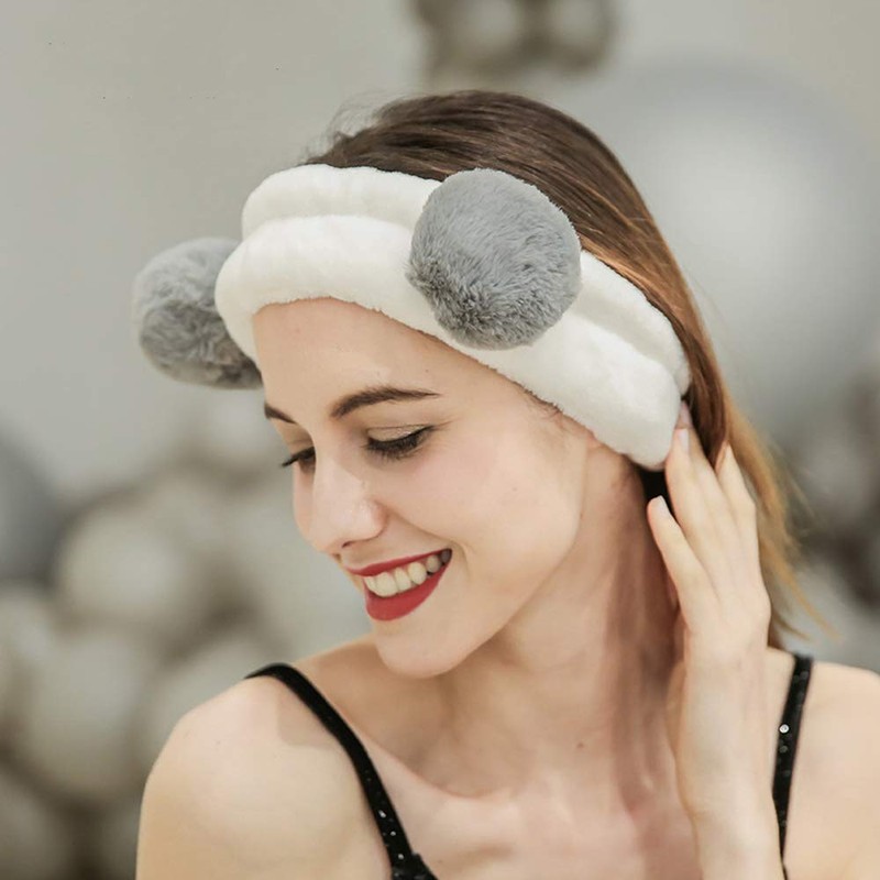Cute Animal Panda Hair Band, Face Washing, Soft, Water Absorbent,