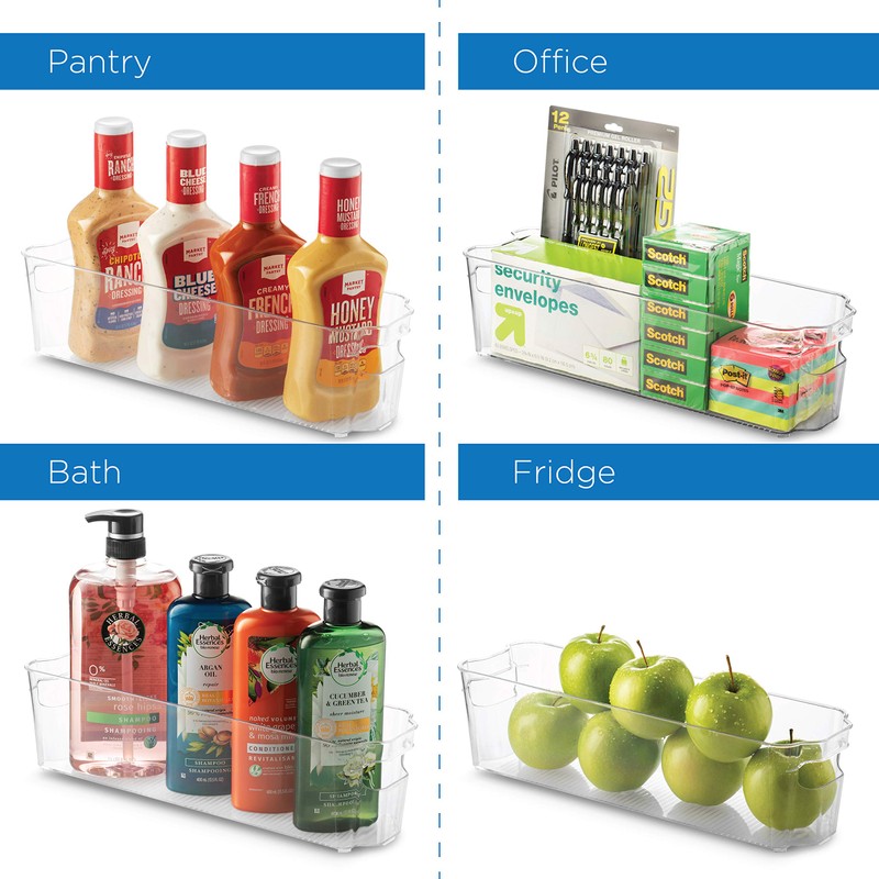 Set Of 8 Refrigerator Pantry Organizer Bins - Clear Food