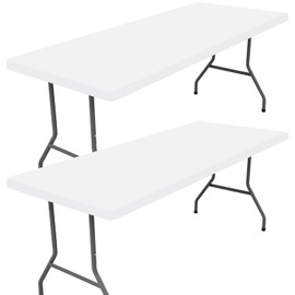 Moosfor - Mantel rectangular de elastano de 5 pies, paquete de 2 manteles elásticos ajustados para picnic, funda de mesa de patio elástica lavable para exteriores, camping, banquetes y fiestas (blanco