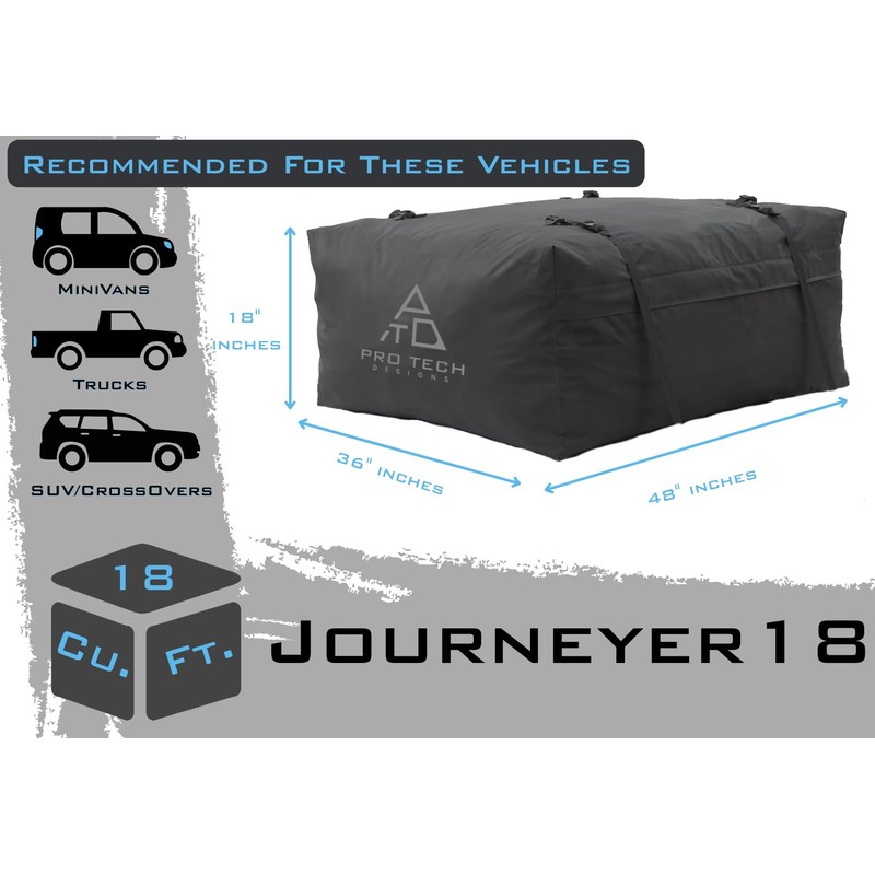 Journeyer - 18 Cubic Feet Weatherproof Rooftop Cargo Carrier for