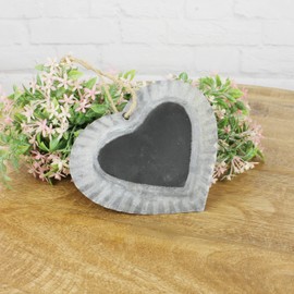 Macosa SA82886_x2 Decorative Heart with Hanging Board Metal Silver Black 14 cm Metal Heart Decorative Heart Zinc Heart Hanging Decoration Decorative Board Writing Board