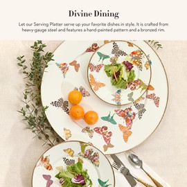 MACKENZIE-CHILDS Enamel Serving Platter, Decorative Serving Platter for Food, 16 Inches, Butterfly Garden