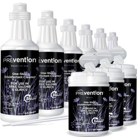 Prevention Prevention Canister Wipes 3 Pack & Disinfectant 32oz Spray 6 Pack C Surface Disinfecting Supplies for Salons, Spas, Clinics C Hospital Grade