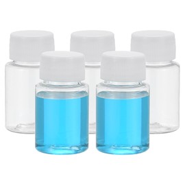 PATIKIL 5 Pcs 40ml Reagent Bottles, PET Wide Mouth Round Bottles with Screw Cap for Lab Water Reagent Liquids Solid Sample Storage Seal, Transparent