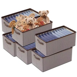 Juego de 6 Caja de Almacenamiento con Asa,Plegable con Asas Reforzadas,Ideales para Almacenamiento y Organizador de Closet,Para Libros, Ropa, Juguetes