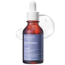 Mary&May Marine Collagen Serum - Hydrolyzed Low Molecular Collagen for Skin Firming and Replenishing, Hydrating - Korean Skincare, Fragrance Free