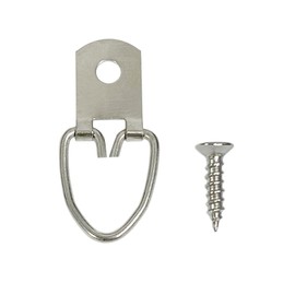 100 Pack D Ring Picture Hangers Single Hole with Screws/Heavy Duty Metal D-shape Photo Frame Back Hooks for Picture Hanging