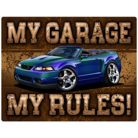 2004 Ford SVT Cobra Mustang Mystichrome Convertible My Garage My Rules Wall Art Graphic Decal Sticker (36Wx28L)