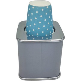 DEER REED Cup Dispenser, Disposable Paper Cup Dispenser for 3 Ounce or 5 Ounce Bath Cups, with 20 pcs 3 oz Cups Sliver