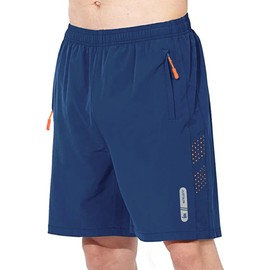 JustSun Men's Sports Shorts, Quick-Drying, Lightweight, Breathable with Zip, midnight blue