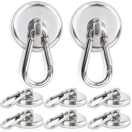 MAGXCENE Pack of 8 Magnetic Hooks, Extra Strong, Load up to 30 kg, 360° Rotatable Magnetic Hooks, 36 mm Neodymium Magnets with Hooks, Magnetic Hooks, Very Strong Magnetic Hook for Kitchen, Camping,