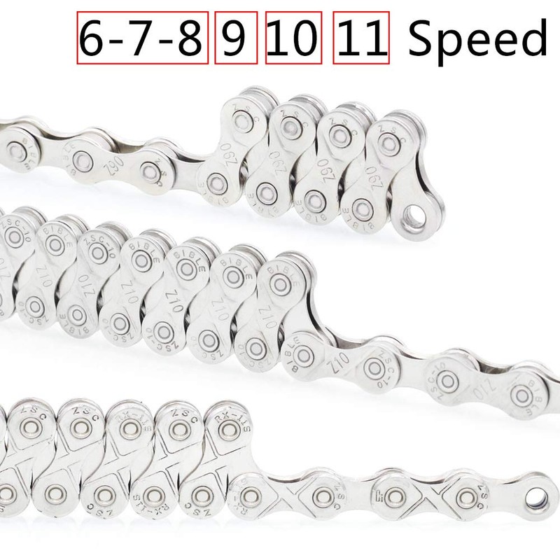 VOANZO Bicycle Chain, Electroplated Silver Rust-proof Mountain Road Bike Chain,