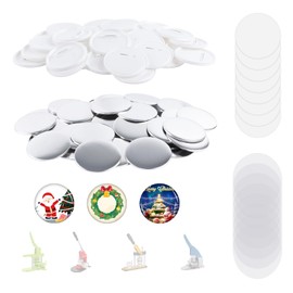 100 Sets 75mm/3inch Button Making Supplies, Pin Back Button Parts for Badge Maker Machine, Including Plastic Badge Pin Back Cover, Metal Covers,Blank Paper and Clear Plastic Film