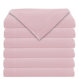 Bulk Queen Flat Sheets Only, 6 Pack Quick Sort Top Bed Sheet, Color-Coded Label Threads, Wrinkle-Free Shrinkage Durable Microfiber Hotel Motel Airb&bs Essentials for Hosts (90"x102",Pink)