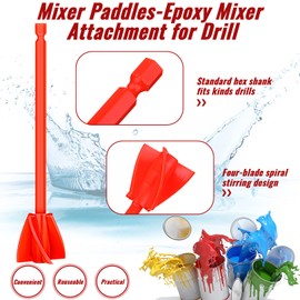 12 Pieces Paint Mixer Drill Attachment,Helix Paint Mixer Resin Drill Mixer Paint Stirrers Drill Attachment for 1 Gallon of Paint Epoxy Resin Silicone Jewelry Casting Molds (Red)
