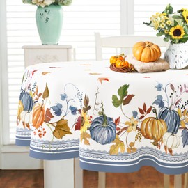 Yighty Oval Thanksgiving Tablecloth 60x102In,Autumn Harvest Pumpkin Sunflower Turkey Table Cloth,Polyester Waterproof Wrinkle Resistant Durable Tablecloth for Fall,Thanksgiving,Home Decor