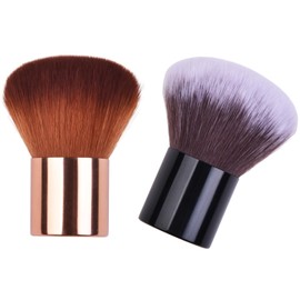 LEQ 2Pcs Nail Art Dust Powder Remover Brush Set, Nail Dust Cleaning Brushes Soft Kabuki Brush for Makeup & Acrylic Nails Gold and Black