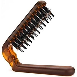 Travel Folding  Brush, Collapsable Portable Pocket  Bristle  Brush for Thin Thick , Mini HairBrushfor Men Women  Thick Thin Curly Straight Wet Dry  Restore Shine - Color: 1-Pack, Size: Amber