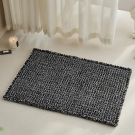 TYUU Black and White Bathroom Rugs, Waffle Runner Rug Bathroom Non Slip Washable Long Super Absorbent Quick Dry Boho Farmhouse Bathroom Decor, 72"x24" Black and White