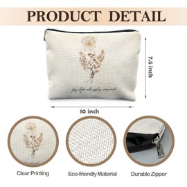 Likjad Boho Floral Christian Makeup Bag, Christian Gifts for Women Cosmetic Bags, Philippians 4:19 Bible Verse Makeup Pouch, My God Will Supply Every Need Zipper Pouch