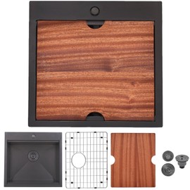 21x20 Inch Black Kitchen Sink, Drop In Bar Sink Black,Stainless Steel Square Small Topmount Workstation Kitchen Sink,Single Bowl Kitchen Sink for Laundry Office Wet Bar Prep RV Outdoor Yard