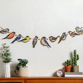 Cinnvoice Rustic Bird Party Decorations Wooden Bird Garland Woodland Baby Shower Decorations 6.56 ft Retro Farmhouse Ornaments Vintage Nursery Decor for Woodland Birthday Party