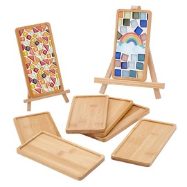 WEBEEDY 8 Pcs Bamboo Coasters for Mosaic Craft,DIY Blank Base Trays Rectangle Drinking Cup Coaster Serving Tray Mosaic Supplies for Tabletop Planters Protection Home Party Decor Gift, 6.9x3.5 Inch