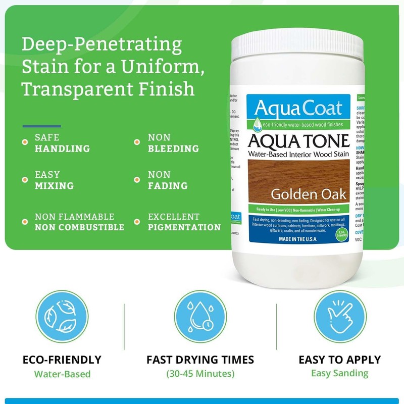 Aqua Coat Aqua Tone Water-Based Wood Stain (Quart, Golden Oak)