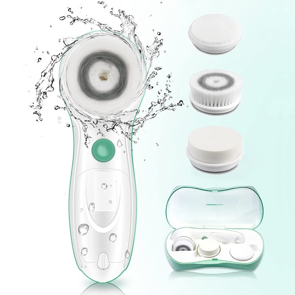TOUCHBeauty Face Brush Skin Cleansing Exfoliating Device with 3 Different Brush Head for Oil/Sensitive/Dry/Combination skin 0759A Mint Green