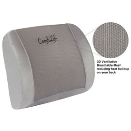 ComfiLife Memory Foam Lumbar Pillow with 3D Mesh and Adjustable Strap Gray