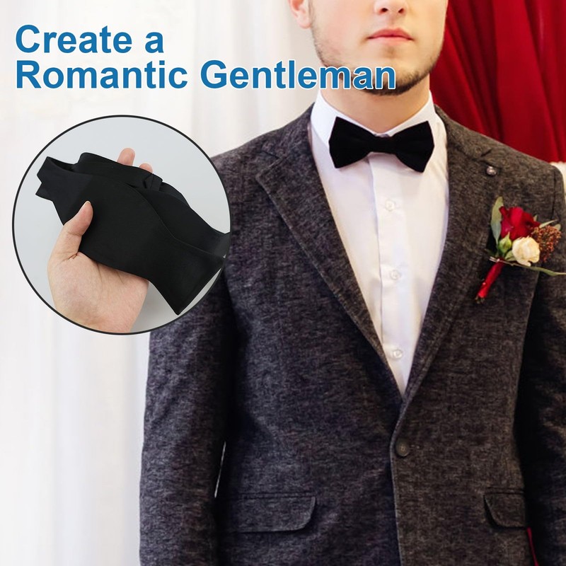 EASYKEENECOM Black Self Tie Bow Ties for Men Self Tie