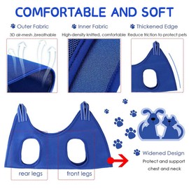 WOLMIK Dog Grooming Hammock Harness, Pet Grooming Restraint Bag, Pet Grooming Sling Helper with 2 Hooks for Dogs and Cats, Bathing, Grooming, Nail Trimming, Claw Grooming (Blue)