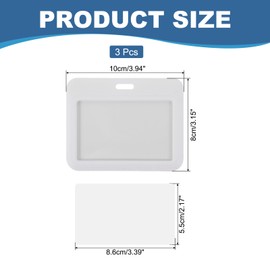 PATIKIL 3 Pack Clear Badge Holder, Plastic ID Badge Holder Clear Window Horizontal ID Protector Clips for Credit Cards Proximity Key Cards Licenses, White