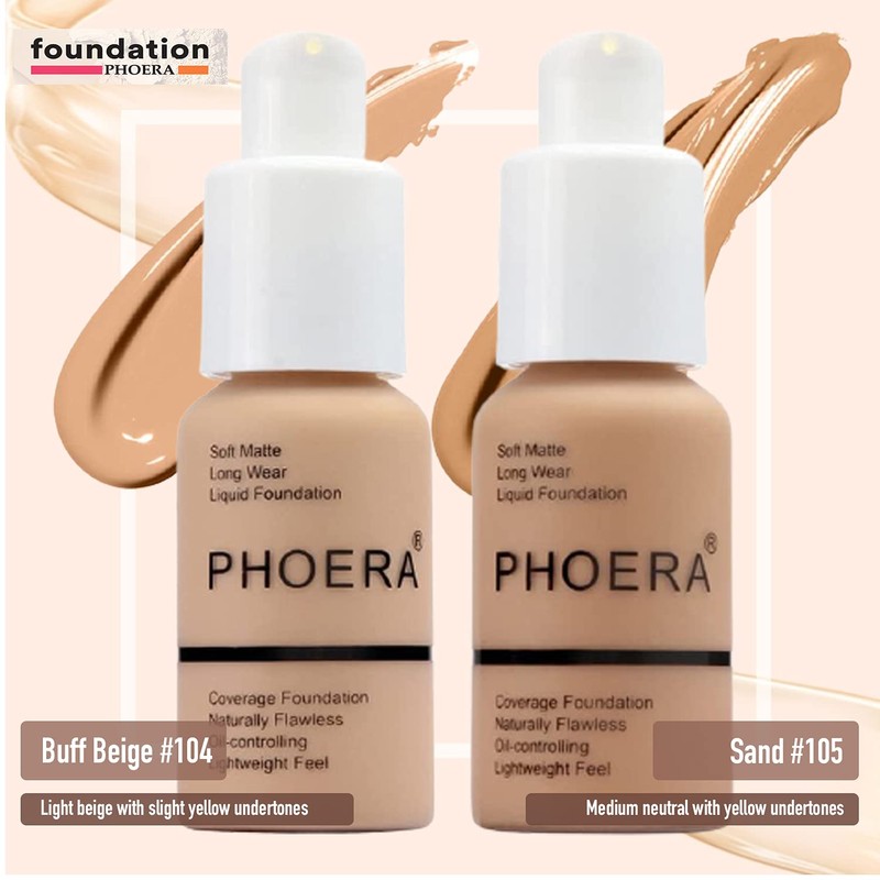 Phoera Foundation Full Coverage Makeup Set - Includes Buff Beige