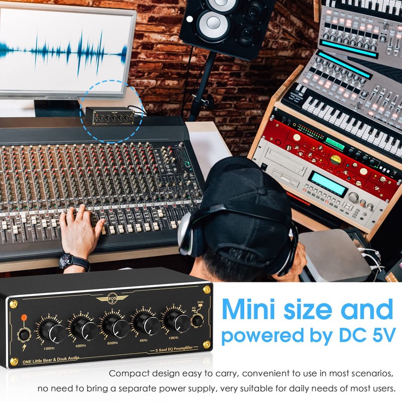 Douk Audio EQ5 Mini 5-Band EQ Preamp Stereo Analog Equalizer