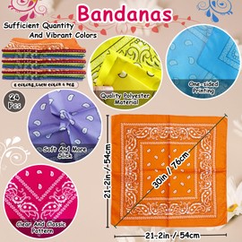 TFengfly 24 Pack Neon Paisley Bandanas Bulk Unisex Cowboy Bandanas Head Scarf Necktie Face Cover (Neon)