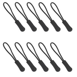 Zipper Tabs Zipper Pulls Fasteners Pull Handle Plastic Cord Repair Replacement Non-slip Chuck Knobs Easy Open and Close Simple Installation Zipper Extension Holder Extender Pull Cord (BLACK 10 pieces)