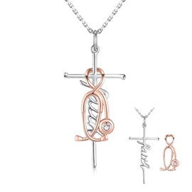 Faith Cross Stethoscope Nurse Necklace 925 Sterling Silver Nursing Jewelry Gifts for Doctor Medical Student Graduation