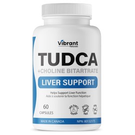 TUDCA Bile Salts Liver Health Supplement, Liver Detox & Cleanse with Choline Bitartrate, 60 Capsules, 250mg TUDCA Supplement, Gluten Free, 3rd Party Tested, Made In Canada