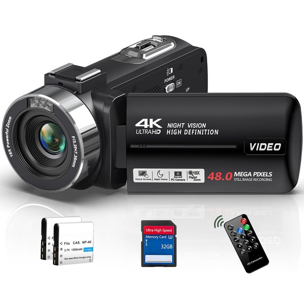Digital Camera Using Camcorder As Webcam For Zoom 4K 56MP