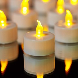 YIWER Tea Lights LED Tea Light Candles 150 Hours Pack of 50 Realistic Flickering Bulb Battery Operated Tea Light for Seasonal Festival Celebration Electric Candle in Warm Yellow
