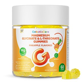 Magnesium Glycinate Gummies 600mg, Sugar Free Magnesium Gummies for Adults with L-Threonate, Chewable Potassium Supplements, Body Support and Relaxation, 60 Count