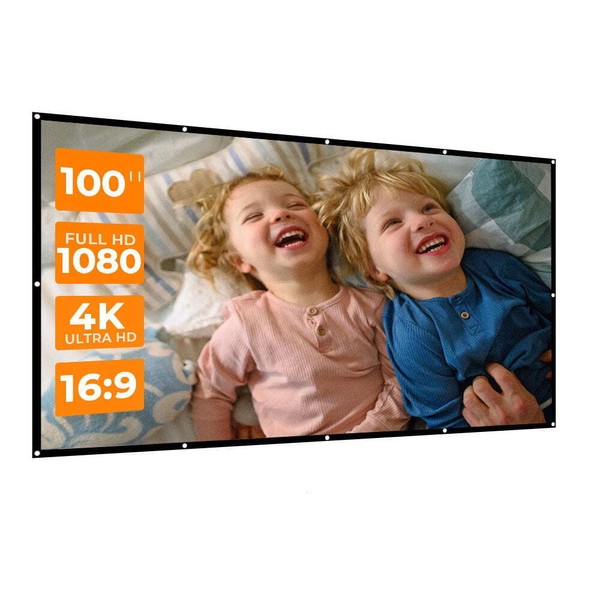 VANKYO 100" Projector Screen 16:9 Anti-crease Foldable Projection Movie Screen