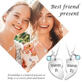 MJartoria BFF Necklace for 2-Valentines Heart Matching Necklace Best Friends Pendant Friendship Necklace Set of 2 Gifts for Women, alloy+Stainless steel, No Gemstone