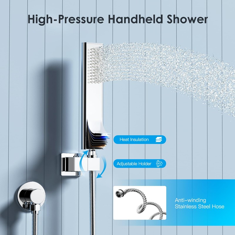 Shower System Shower Faucet Set with Push-Button Diverter and Wall